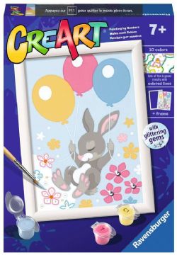 PEINTURE À NUMÉROS CREART RAVENSBURGER - LAPIN ET BALLONS AVEC GEMMES - 5